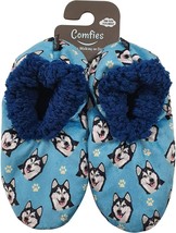 Womens Husky Dog Slippers - Sherpa Lined Animal Print Booties - £28.46 GBP