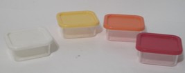 Small Plastic Stackable Clear Canisters with Colored Lids Set of 4 - £4.65 GBP