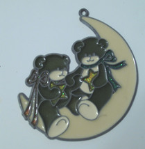 Teddy Bears Sitting on Moon Wall Plaque 4in x 4in - £5.60 GBP