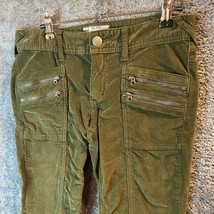 Free People Pants Womens Size 4 30x23 Green Corduroy Cargo Pockets Mid Rise Crop - £11.13 GBP