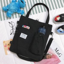 Simple Women Package Print Bear Canvas Bag Black - £7.18 GBP