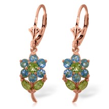 Galaxy Gold GG 14k Rose Gold Flower Earrings with Blue Topaz and Peridots - £257.66 GBP+
