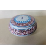 Pottery Covered Round Box Morocco 4 Inch Diameter - £15.56 GBP