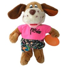 Frisbee Dog Plush Vintage 1991 Stuffed Animal Neon Promotional Kransco Puppy - £34.78 GBP