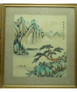 Vintage Chinese Signed Painting Red Master Seal Fisherman Boat on Lake 2... - $246.04 CAD