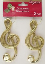 Christmas Ornaments Gold Glitter Musical Symbols Instruments w Loops 2 C... - $2.96+