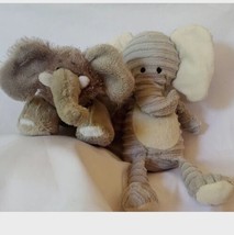 Plush Baby Elephant Lot 2 Chickpea Corduroy Lovey Lil Kinz Gray Stuffed Animal - £9.62 GBP