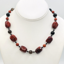 Sterling Silver Brecciated Red Jasper Quartz Stone Necklace - $23.76