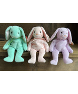 Ty Beanie Babies Rare Pastel Bunny Trio Hippity Hoppity Floppity 1996 - $84.31 CAD