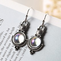 2021 Newest Rainbow Moonstone Vintage Earrings Jewelry Silver Color Dangle Earri - $8.44