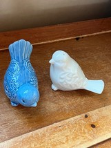 Lot of Pretty Blue &amp; White Ceramic Bird Figurine Statue - white one is a... - £8.70 GBP