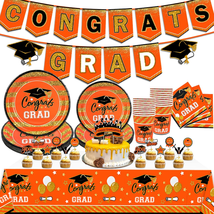 2024 Graduation Party Decorations,95 PCS Orange Graduation Party Supplies -Dispo - £24.16 GBP