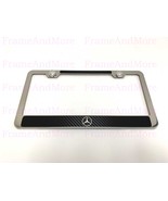 1x MERCEDES BENZ LOGO Carbon Fiber Style Stainless Steel Chrome License ... - $13.22