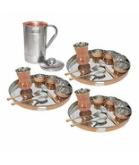 Prisha India Craft  Set of 3 Dinnerware Traditional Stainless Steel Copp... - £171.83 GBP