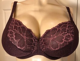 LUNAIRE 38D Chocolate Brown &amp; Pink Accent 38 D Underwire 211-11 Unlined Bra - £6.65 GBP