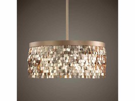 Anthropologie Style Gold Fringe Drum Chandelier Mod Boho - £440.33 GBP