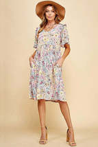 Women Multi Color Floral Print Ruffle Detail Dress - £27.68 GBP