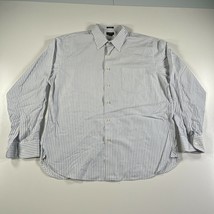 J Crew Shirt Mens XL 17-17.5 Light Blue White Striped Button Down Long Sleeve - £13.91 GBP