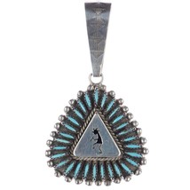 Nelson Morgan Navajo sterling Needlepoint turquoise Kokopelli shadowbox pendant - £300.48 GBP