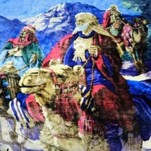 Vintage Gauthier 3 Wise Men Fleece Blanket Holy Religious  59” X 50” Northwest - £34.99 GBP