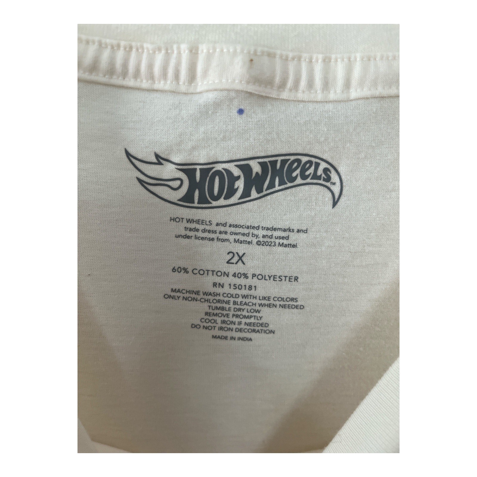 Hot Wheels Logo Flame Graphic T-Shirt – Size 2X – Off White Ivory – Mattel 2023 Item image 2