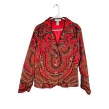 Isaac Mizrahi Vintage Red Red Paisley Corduroy Blazer Jacket Womens X Large - £32.18 GBP