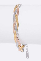 3 Tone Snake Chain Weaved Bracelet - £20.80 GBP