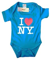 I Love NY New York Baby Infant Screen Printed Heart Bodysuit Turquoise - £11.75 GBP