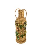 Vintage Wine Bottle Carrier Holder Woven Raffia MCM Boho Travel Picnic - $523.43 MXN