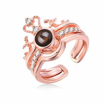 Wedding Zircon Elk Opening Myth Rose I Love You Projection Ring Couple Rings 100 - £7.22 GBP