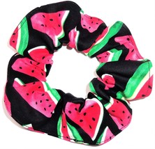 Watermelon Slices on Black Fabric Scrunchie Scrunchies by Sherry  - £5.62 GBP