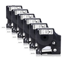 6-Pack 45013 Label Tape Compatible For Dymo D1 Label Tape 1/2 Inch Black... - £24.98 GBP