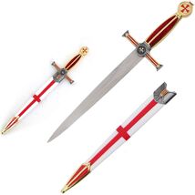 15.5" Maltese Cross Double-Edge Stainless Steel Medieval Dagger With Scabbard image 2