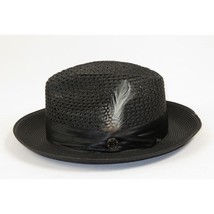 Men's Summer Spring Braid Straw style Hat by BRUNO CAPELO JULIAN JU900 Black image 2