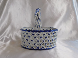 White and Blue Porcelain Basket by RCCL Portugal # 23368 - £30.40 GBP