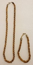 Vintage Avon  Mesh Gold Bead Chain Necklace &amp; Bracelet - £15.71 GBP