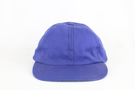 NOS Vtg 60s Streetwear Blank Leather Lined Fitted Baseball Hat Cap Blue USA 7 - £38.84 GBP