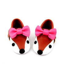 Starbie leather baby Moccasins FOX baby shoes toddler moccasin infant girls Bow - £14.34 GBP