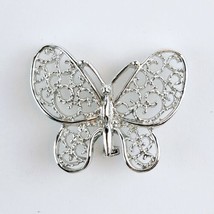 Gerrys Butterfly Brooch Silver Tone Pin Vintage Gerry&#39;s Costume Jewelry - £7.07 GBP