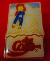 Diet Coke Calgary 88 Olympics Lapel Pin  Downhill Skier in Blue - $3.47