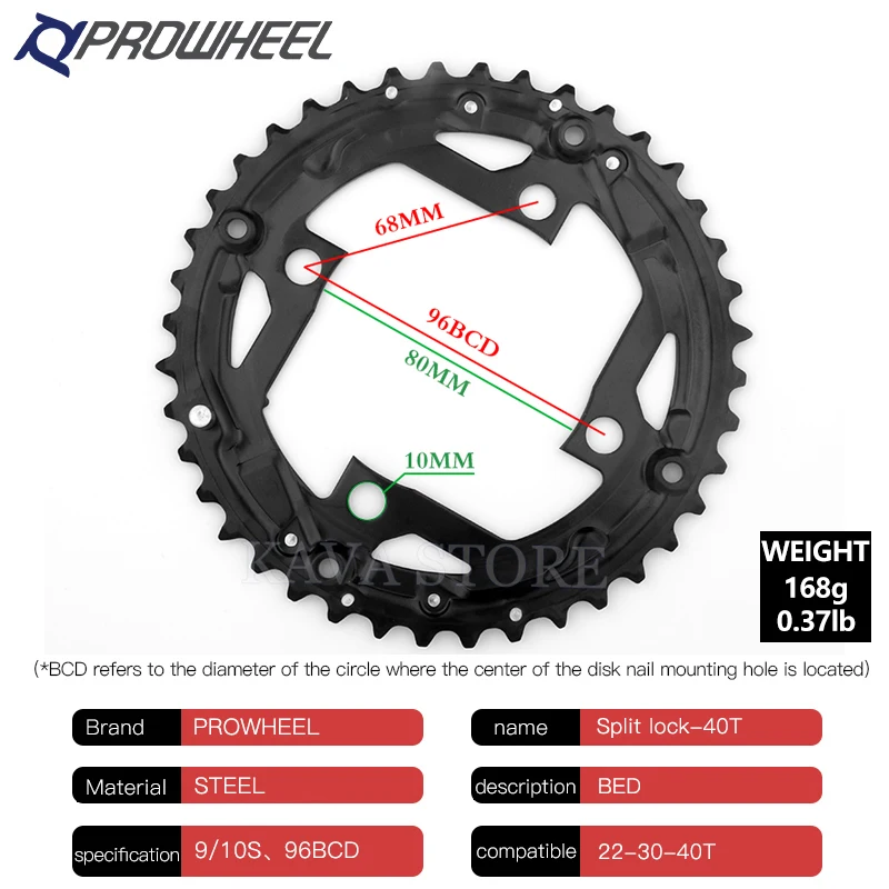 PROWHEEL 104/96/64BCD Round Chainring MTB Bike Chainwheel 22/24/30/32/40/42/44T  - $127.06