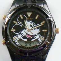 Brand-New! Disney Seiko Men&#39;s Mickey Mouse Watch! Multifunction and Digital! Lum - £203.83 GBP