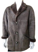 Vtg Shearling Coat Brown Sheepskin Range Jacket Mens 40 Leather Jacques Jekel - £193.82 GBP