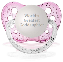 World&#39;s Greatest Goddaughter Pacifier - Glitter Pink - Girls - 0-18 mont... - £10.16 GBP