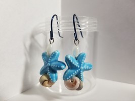 Blue Ceramic Starfish Earrings - £4.79 GBP