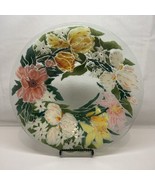 Peggy Karr Fused Art Glass 13” Bowl  Lillies Floral Vintage - $89.05