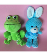 Lot of 2 Small Plush Stuffed Animals Bunny And Frog Soft Cuddly Plushies... - £19.60 GBP