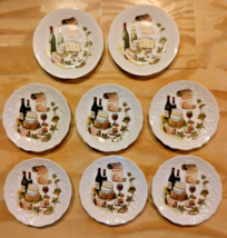 8 Collection Paris Porcelain France Cheeses Wine Fromage Appetizer 5 1/2&quot; Plate - £38.69 GBP