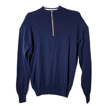 Peter Millar Men L 100% Wool 1/4 Zip Blue Long Sleeve Pullover Sweater - £45.67 GBP