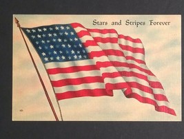 Stars and Stripes Forever Flag Series #12 Tichnor Brothers 1940 Linen Po... - $4.99